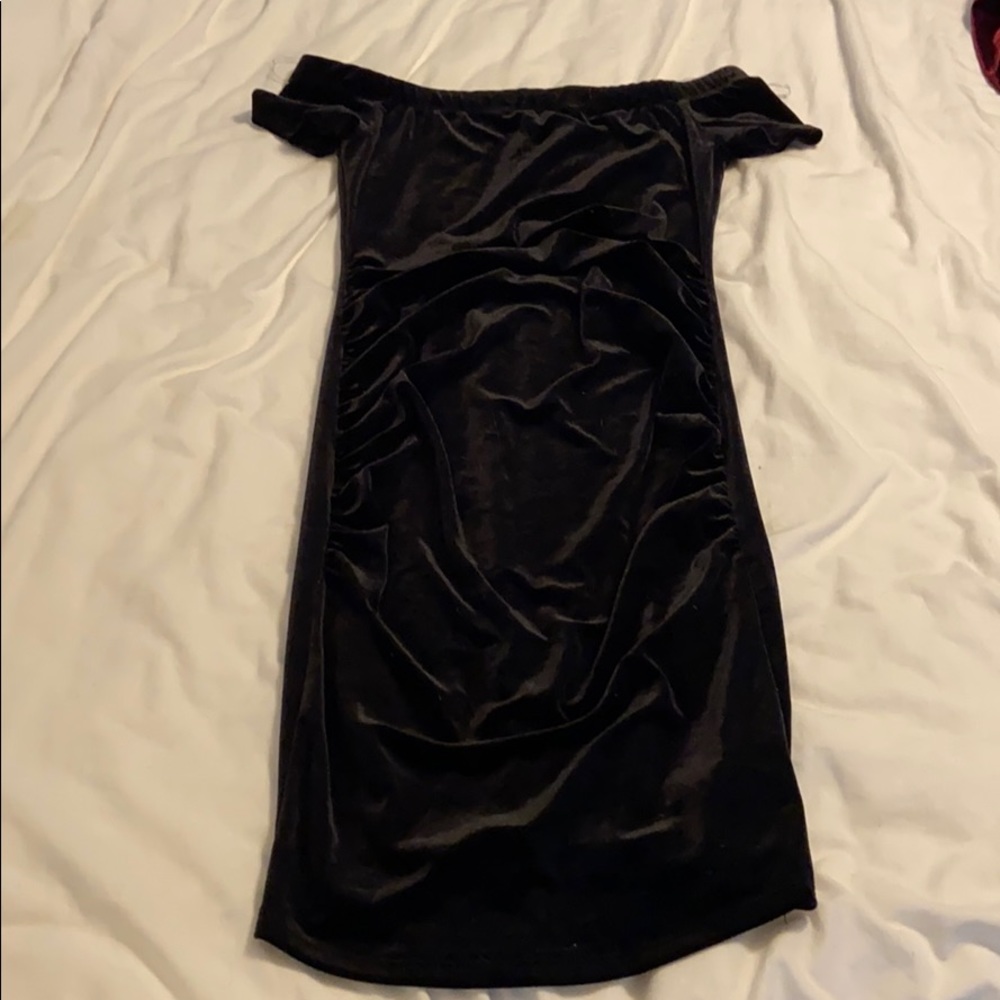 Velvety black maternity dress